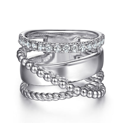 925 Sterling Silver White Sapphire Bujukan Twisted Ladies Ring