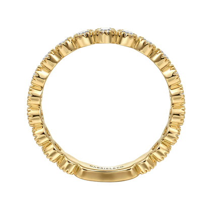 14K Yellow Gold Diamond Bezel Setting Stackable Ladies Ring