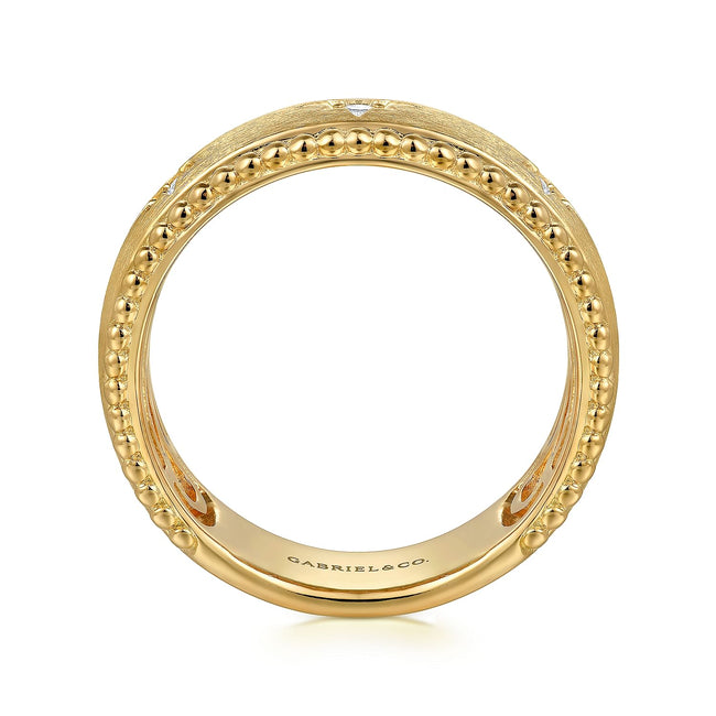 14K Yellow Gold Diamond Wide Bujukan Band Ladies Ring