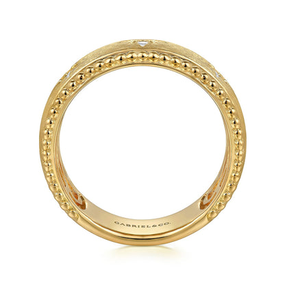 14K Yellow Gold Diamond Wide Bujukan Band Ladies Ring