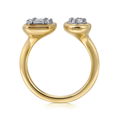 14K White and Yellow Gold Diamond Toi et Moi Open Ladies Ring