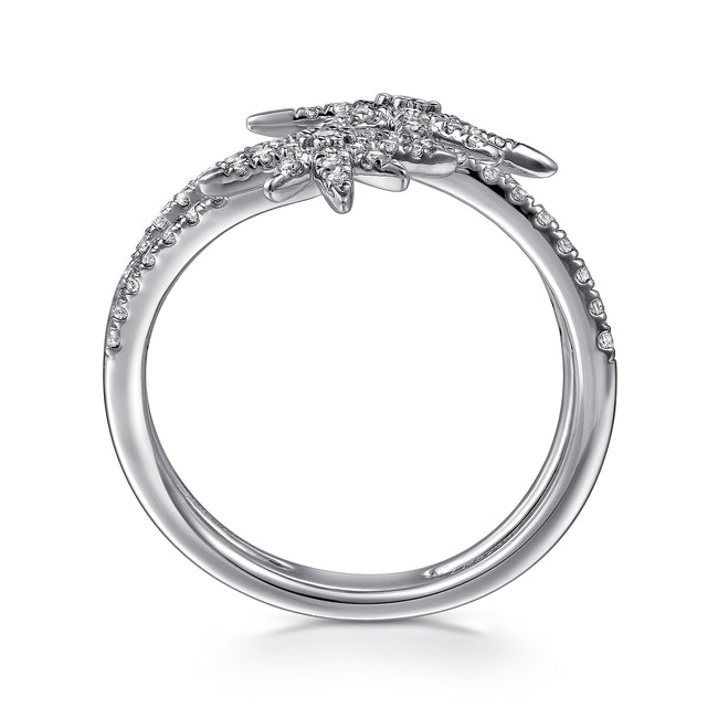 14K White Gold Diamond Starburst Wrap Ladies Ring