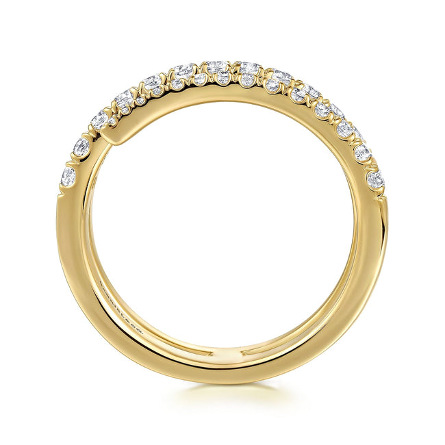 14K Yellow Gold Diamond Spikes Wrap Ladies Ring