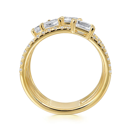18K Yellow Gold Diamond Easy Stackable Ladies Ring