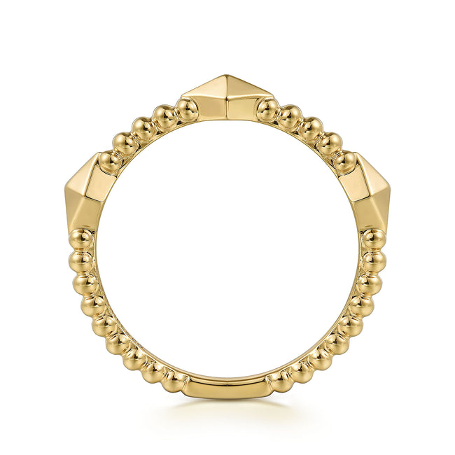 14K Yellow Plain Gold Bujukan Pyramid Classic Ladies Ring