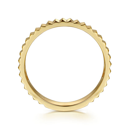 14K Yellow Plain Gold Diamond Cut Stackable Ring