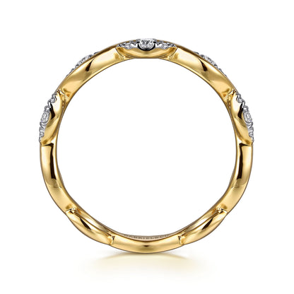 14K Yellow Gold Diamond Twisted Stackable Ring