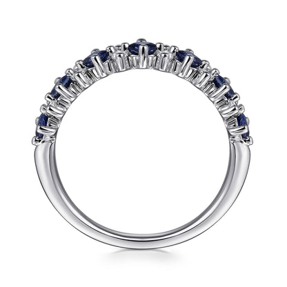 14K White Gold Diamond and Sapphire Stackable Ring