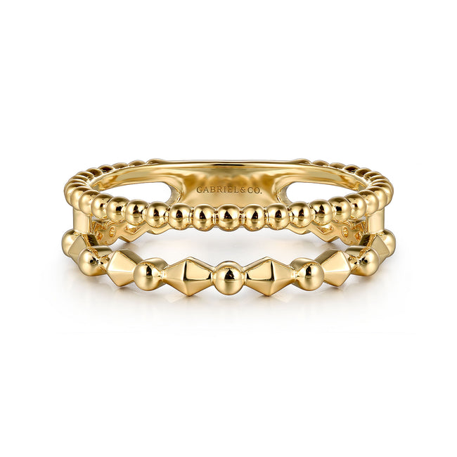 14K Yellow Plain Gold Bujukan Pyramid Easy Stackable Ring