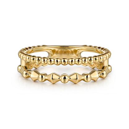 14K Yellow Plain Gold Bujukan Pyramid Easy Stackable Ring