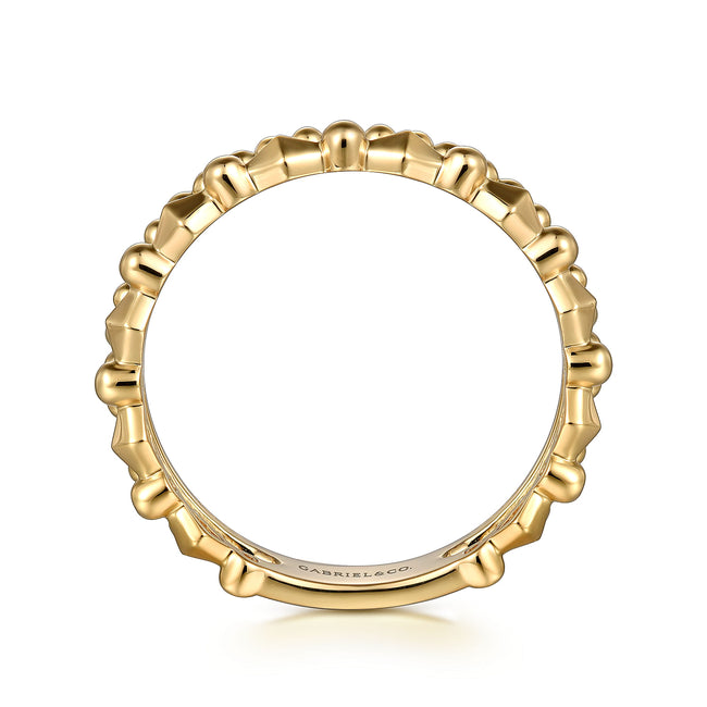 14K Yellow Plain Gold Bujukan Pyramid Easy Stackable Ring
