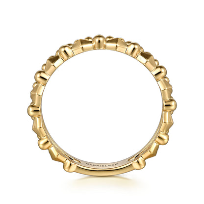 14K Yellow Plain Gold Bujukan Pyramid Easy Stackable Ring