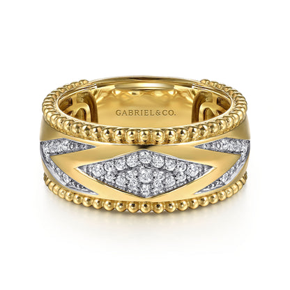 14K Yellow Gold Bujukan Diamond Wide Band Ring