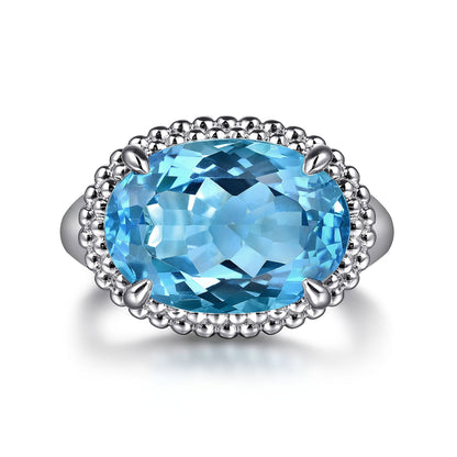 925 Sterling Silver Bujukan Blue Topaz Signet Ring