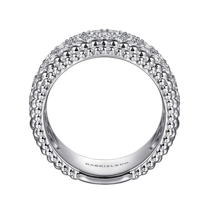 925 Sterling Silver Bujukan White Sapphire Wide Band Ring