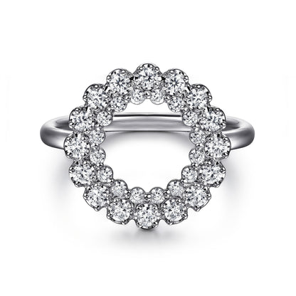 14K White Gold Multi Diamond Circle Fashion Ring