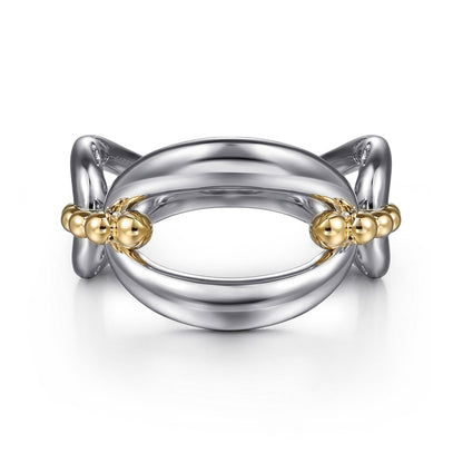 925 Sterling Silver and 14K Yellow Gold Bujukan Link Ring