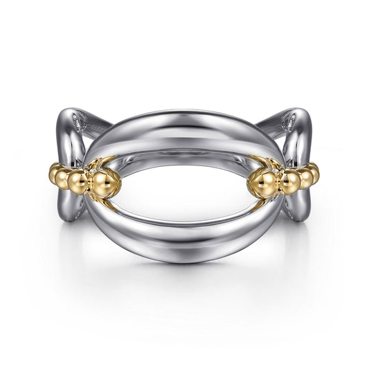 925 Sterling Silver and 14K Yellow Gold Bujukan Link Ring