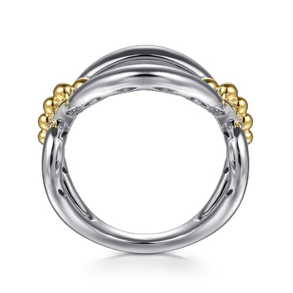 925 Sterling Silver and 14K Yellow Gold Bujukan Link Ring