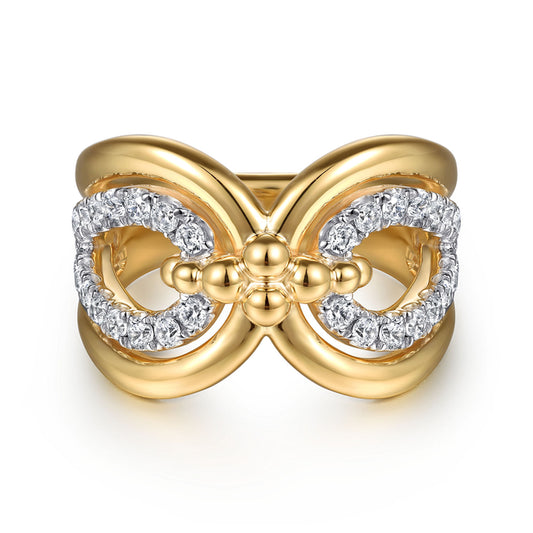 14K Yellow Gold Bujukan Diamond Link Ring
