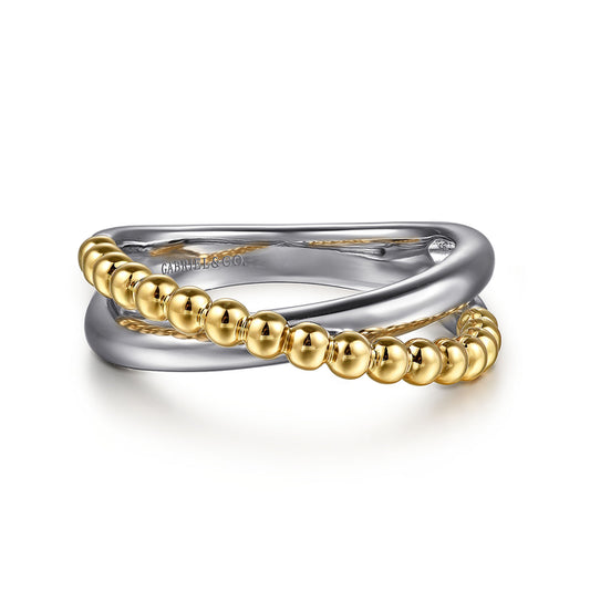 925 Sterling Silver and 14K Yellow Gold Bujukan Criss Cross Ring