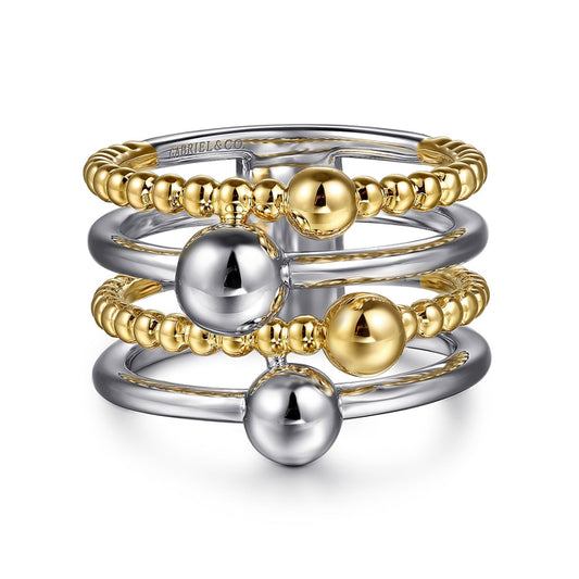 925 Sterling Silver and 14K Yellow Gold Bujukan Wide Band Ring