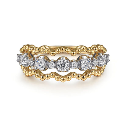 14K White&Yellow Gold Bujukan Diamond Fashion Ring