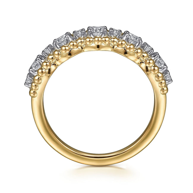 14K White&Yellow Gold Bujukan Diamond Fashion Ring