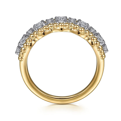 14K White&Yellow Gold Bujukan Diamond Fashion Ring