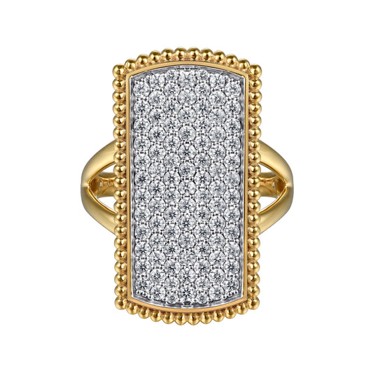 14K Yellow Gold Bujukan Diamond Cluster Signet Ring