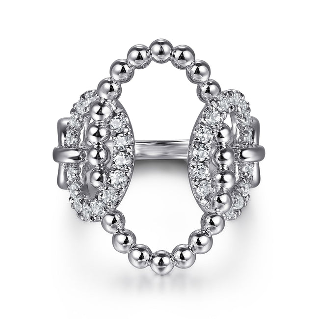 925 Sterling Silver Bujukan and White Sapphire Interlocking Link Ring