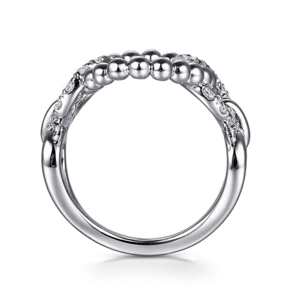 925 Sterling Silver Bujukan and White Sapphire Interlocking Link Ring