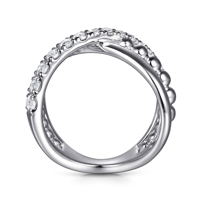 925 Sterling Silver Bujukan and White Sapphire Cris Cross Ladies Ring