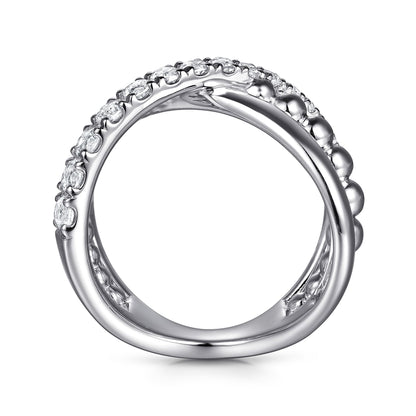 925 Sterling Silver Bujukan and White Sapphire Cris Cross Ladies Ring