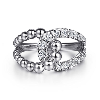 925 Sterling Silver Bujukan and White Sapphire Interlocking Ladies Ring