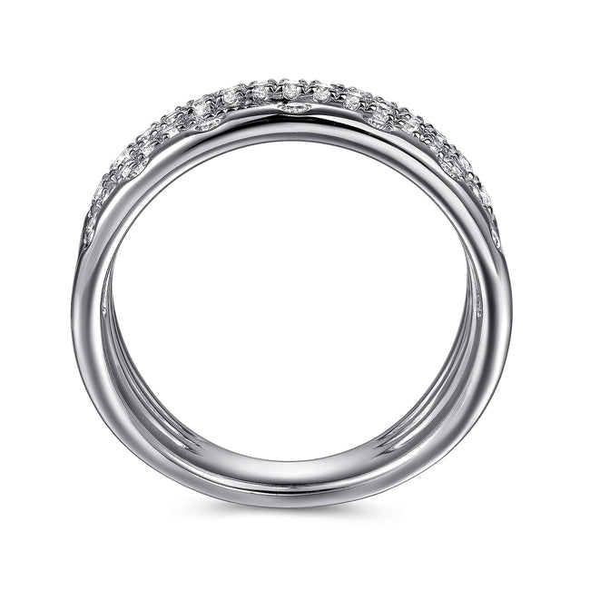 14K White Gold Graduating Diamond Spike Easy Stackable Ring