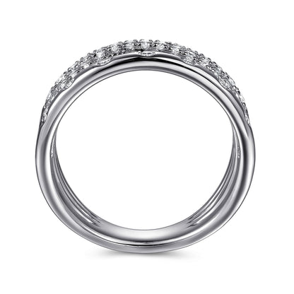 14K White Gold Graduating Diamond Spike Easy Stackable Ring