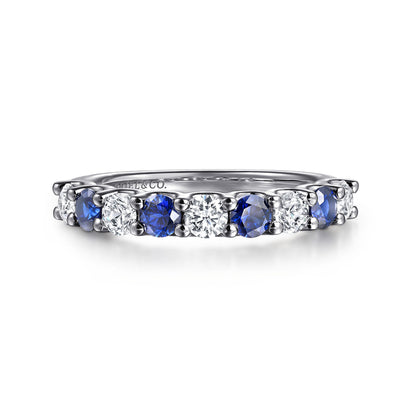 14K White Gold Diamond and Sapphire Ladies Ring