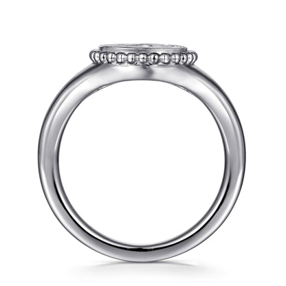 925 Sterling Silver Diamond Bujukan Paw Print Medallion Ladies Ring
