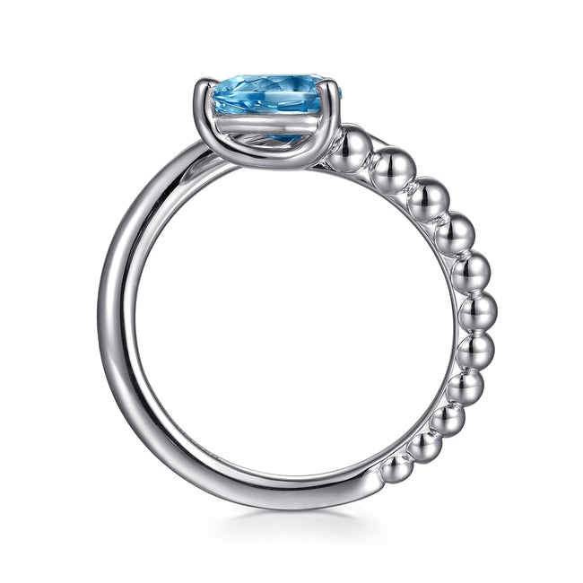 925 Sterling Silver Bujukan and Blue Topaz Bypass Ring