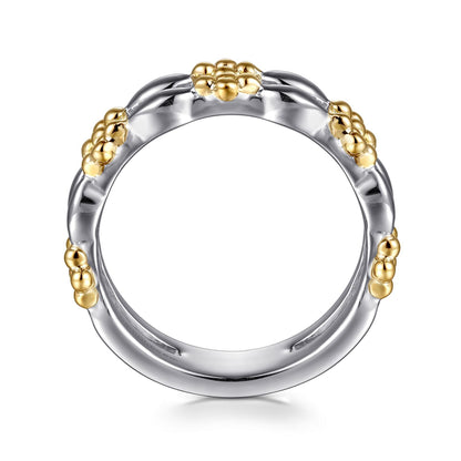 14K Yellow Gold & 925 Sterling Silver Bujukan Easy Stackable Ring