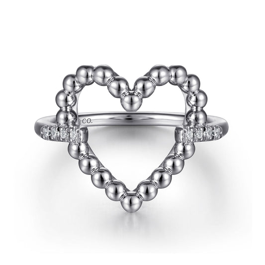 925 Sterling Silver Bujukan Heart Diamond Ladies Ring