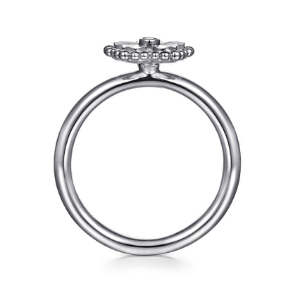 925 Serling Silver Diamond Bujukan Frame Flower Diamond Cut Ladies Ring