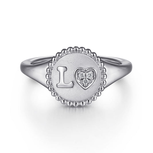 925 Sterling Silver Diamond Bujukan LOVE Medallion Ladies Ring