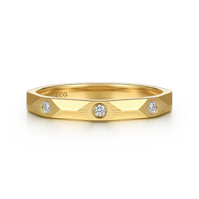 14K Yellow Gold Diamond Cut Stackable Ring