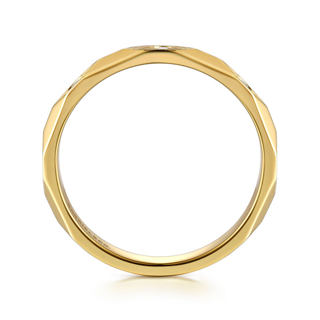14K Yellow Gold Diamond Cut Stackable Ring