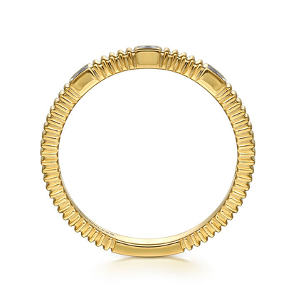 14K Yellow Gold Diamond Cut Stackable Ring