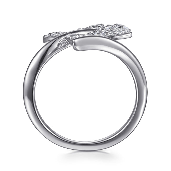 14K White Gold Diamond Butterfly Bypass Ring