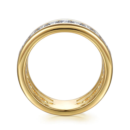 14K White & Yellow Gold Bujukan and Diamond Easy Stackable Ring