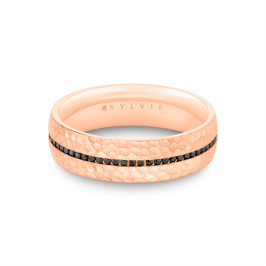Sylvie Heritage Hammered Men's Band with Black Diamonds - Brooks